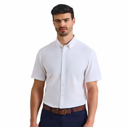 Premier Mens Supreme Oxford Short-Sleeved Formal Shirt - S, White