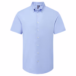 Premier Mens Supreme Oxford Short-Sleeved Formal Shirt - XL, Oxford Blue