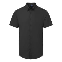 Premier Mens Supreme Oxford Short-Sleeved Formal Shirt - XS, Black