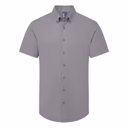 Premier Mens Supreme Oxford Short-Sleeved Formal Shirt - XS, Steel Grey