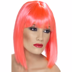 Smiffys Glam Wig - One Size, Neon Pink