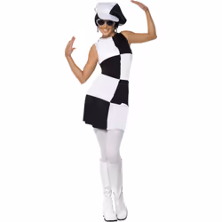 Smiffys Womens/Ladies 60s Party Costume Set - 10 UK, Black/White