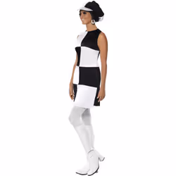Smiffys Womens/Ladies 60s Party Costume Set - 10 UK, Black/White