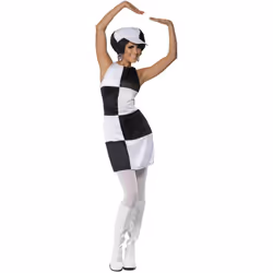 Smiffys Womens/Ladies 60s Party Costume Set - 10 UK, Black/White