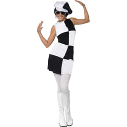 Smiffys Womens/Ladies 60s Party Costume Set - 14 UK, Black/White