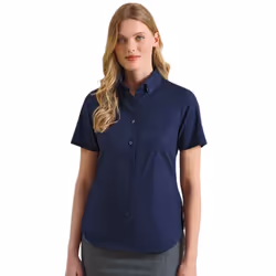 Premier Womens/Ladies Supreme Oxford Short-Sleeved Formal Shirt - S, Navy