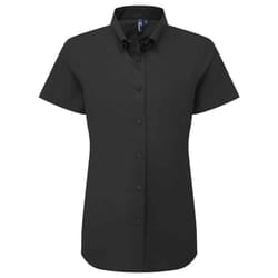 Premier Womens/Ladies Supreme Oxford Short-Sleeved Formal Shirt - XXL, Black