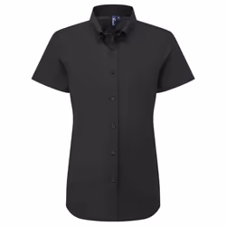 Premier Womens/Ladies Supreme Oxford Short-Sleeved Formal Shirt - XL, Black
