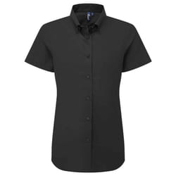 Premier Womens/Ladies Supreme Oxford Short-Sleeved Formal Shirt - XL, Black