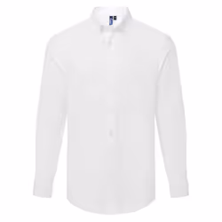 Premier Mens Supreme Oxford Long-Sleeved Formal Shirt - XS, White