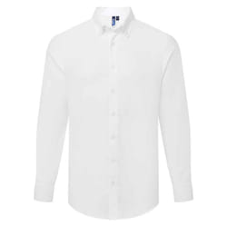 Premier Mens Supreme Oxford Long-Sleeved Formal Shirt - XS, White