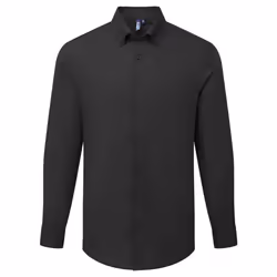 Premier Mens Supreme Oxford Long-Sleeved Formal Shirt - XS, Black