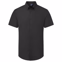 Premier Mens Supreme Oxford Short-Sleeved Formal Shirt - S, Black
