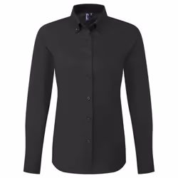 Premier Womens/Ladies Supreme Oxford Long-Sleeved Formal Shirt - XXL, Black