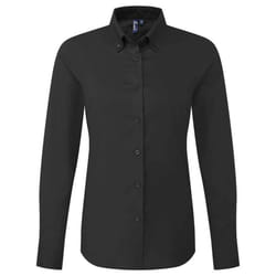 Premier Womens/Ladies Supreme Oxford Long-Sleeved Formal Shirt - XXL, Black