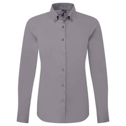 Premier Womens/Ladies Supreme Oxford Long-Sleeved Formal Shirt - S, Steel