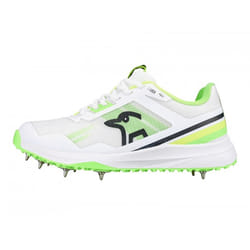 Kookaburra Unisex Adult KC 2.0 Spiked Cricket Shoes - 10 UK, White/Yellow/Green
