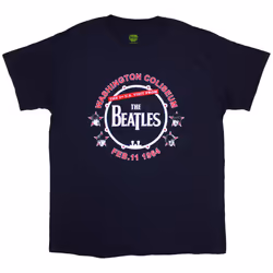 The Beatles Unisex Adult Washington '64 Drum T-Shirt - S, Navy Blue