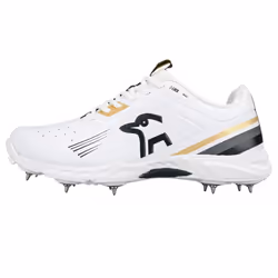 Kookaburra Unisex Adult KC 3.0 Spiked Cricket Shoes - 10 UK, White/Gold/Black