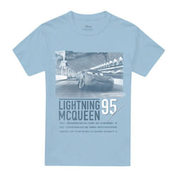 Cars Mens Racing Series Lightning McQueen T-Shirt - XXL, Light Blue