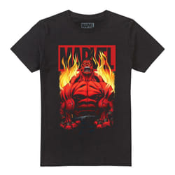 Marvel Mens Red Hulk Fire T-Shirt - L, Black