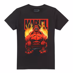 Marvel Mens Red Hulk Fire T-Shirt - M, Black