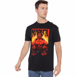 Marvel Mens Red Hulk Fire T-Shirt - M, Black