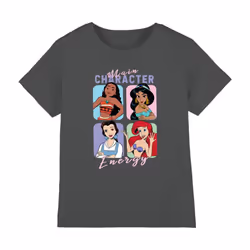 Disney Princess Childrens/Kids Main Character Energy T-Shirt - 7-8 Years, Charcoal