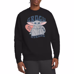 Star Wars: The Mandalorian Unisex Adult My Love Is Strong Baby Yoda Sweatshirt - XXL, Black