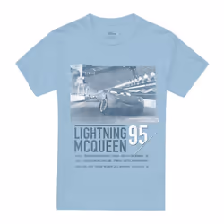 Cars Mens Racing Series Lightning McQueen T-Shirt - XL, Light Blue