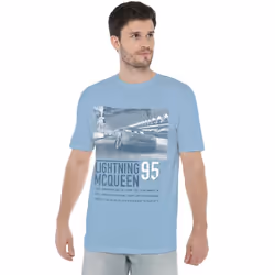 Cars Mens Racing Series Lightning McQueen T-Shirt - XL, Light Blue