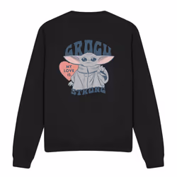 Star Wars: The Mandalorian Unisex Adult My Love Is Strong Baby Yoda Sweatshirt - XL, Black