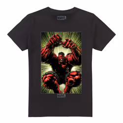 Marvel Mens Red Hulk Attack T-Shirt - M, Black