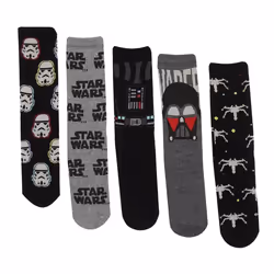 Star Wars Unisex Adult Dark Side Socks (Pack of 5) - S-M, Black/Grey