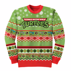 Teenage Mutant Ninja Turtles Unisex Adult LDRM Repeat Print Jumper - S, Green/Red