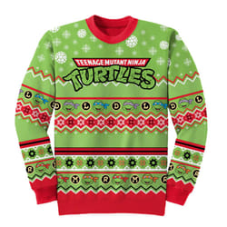 Teenage Mutant Ninja Turtles Unisex Adult LDRM Repeat Print Jumper - S, Green/Red