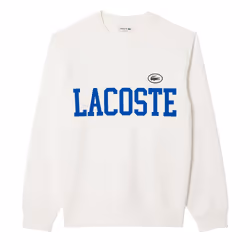 Lacoste Mens Flocked Fleece Sweatshirt - XS, Cream