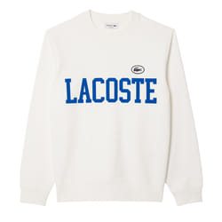 Lacoste Mens Flocked Fleece Sweatshirt - XS, Cream