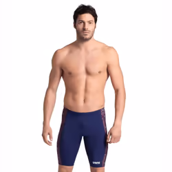Arena Mens Jammer Abstract Tiles Swim Shorts - 38R, Navy/Red