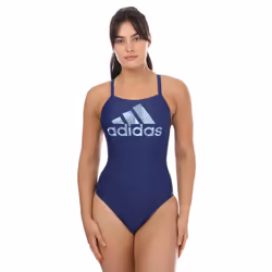 Adidas Womens/Ladies Big Logo One Piece Swimsuit - 4 UK, Blue