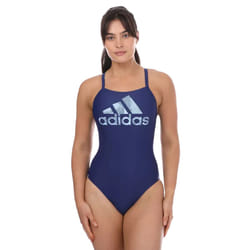 Adidas Womens/Ladies Big Logo One Piece Swimsuit - 4 UK, Blue