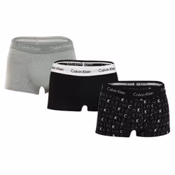 Calvin Klein Mens Cotton Low Rise Boxer Shorts (Pack of 3) - S, Black/Grey