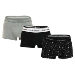 Calvin Klein Mens Cotton Low Rise Boxer Shorts (Pack of 3) - S, Black/Grey