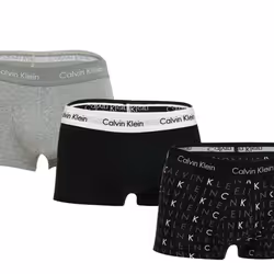 Calvin Klein Mens Cotton Low Rise Boxer Shorts (Pack of 3) - M, Black/Grey