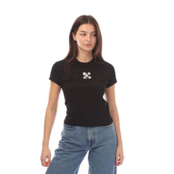 Off White Womens/Ladies Embroidered Flower T-Shirt