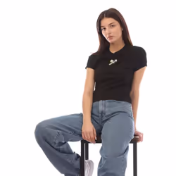 Off White Womens/Ladies Embroidered Flower T-Shirt