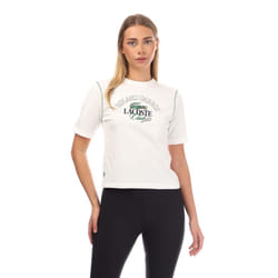 Lacoste Womens/Ladies Roland-Garros Edition Cotton Relaxed Fit T-Shirt - 6 UK, Cream