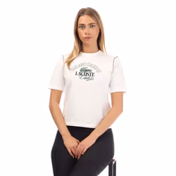 Lacoste Womens/Ladies Roland-Garros Edition Cotton Relaxed Fit T-Shirt - 6 UK, Cream