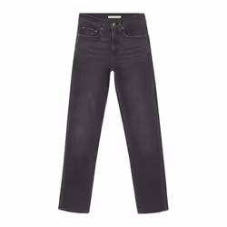 Levis Womens/Ladies 724 Out Of Mind Leather Patch Straight Leg High Rise Jeans - 26R, Black