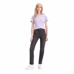 Levis Womens/Ladies 724 Out Of Mind Leather Patch Straight Leg High Rise Jeans - 33R, Black